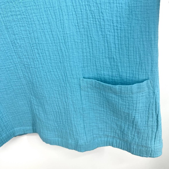 Soft Surroundings Size 1X Teal Blue Long Sleeve Blouse Shirt Top Fall Summer - Picture 3 of 7